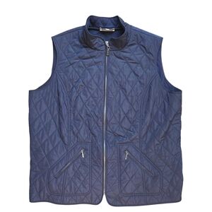 Talbots Dark Blue Quilted Fleece-lined Full-zip Outerwear Vest, Women's Size 2X